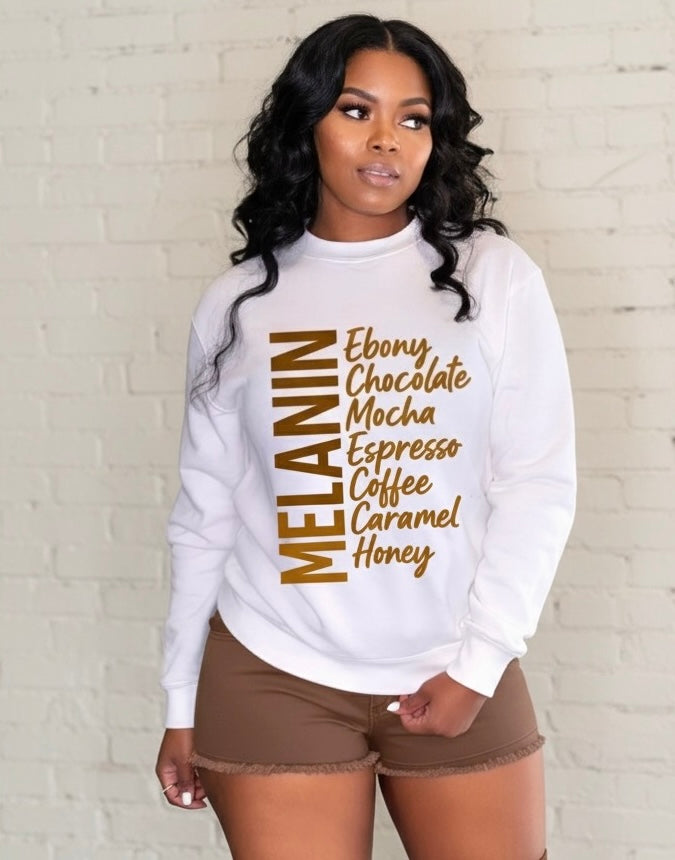 Melanin White Crewneck
