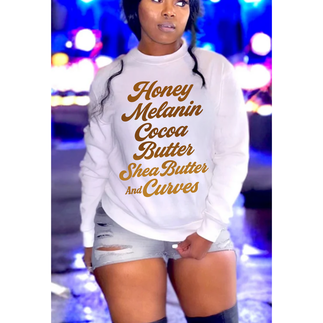 Honey Melanin Crewneck (white)