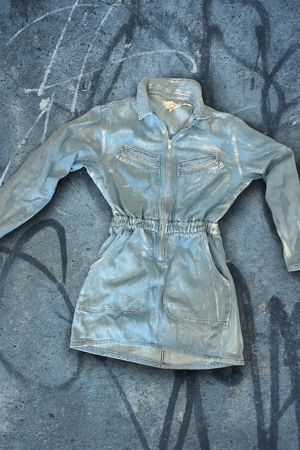 Metallic Mini Denim Dress