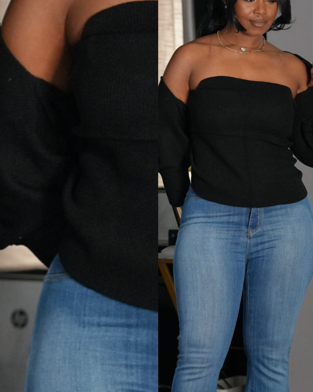 Main Character Off-Shoulder Knit Top