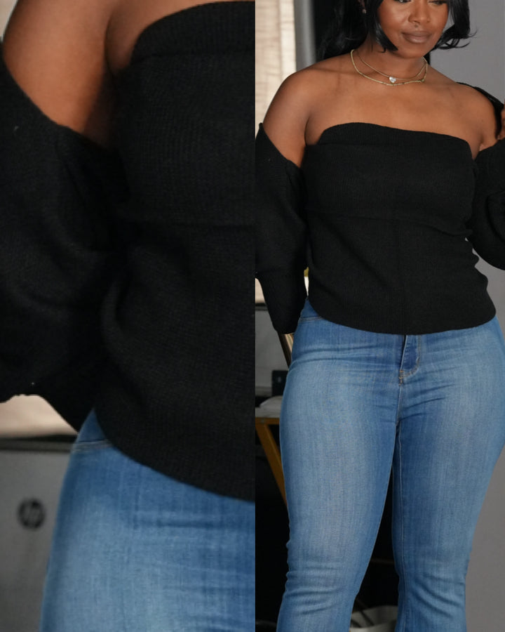 Main Character Off-Shoulder Knit Top