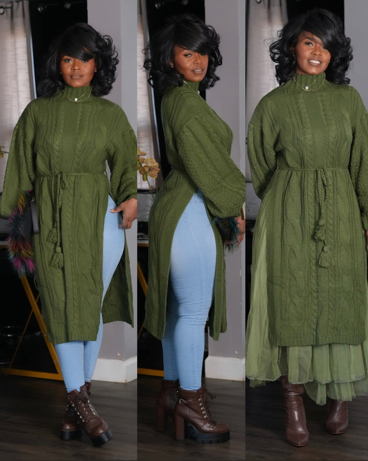 Soft Luxe Cable Knit Midi Dress