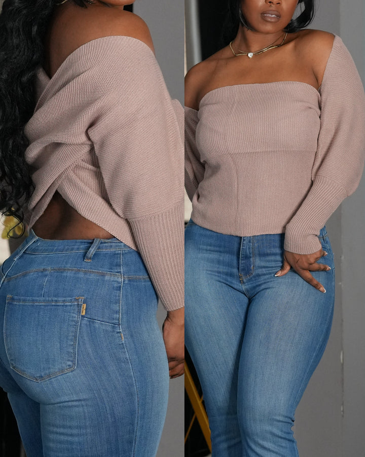 Main Character Off-Shoulder Knit Top