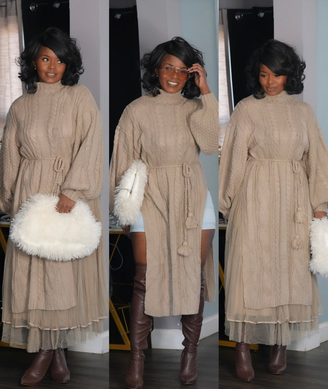 Soft Luxe Cable Knit Midi Dress
