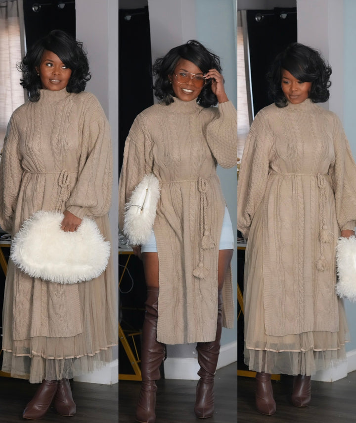 Soft Luxe Cable Knit Midi Dress