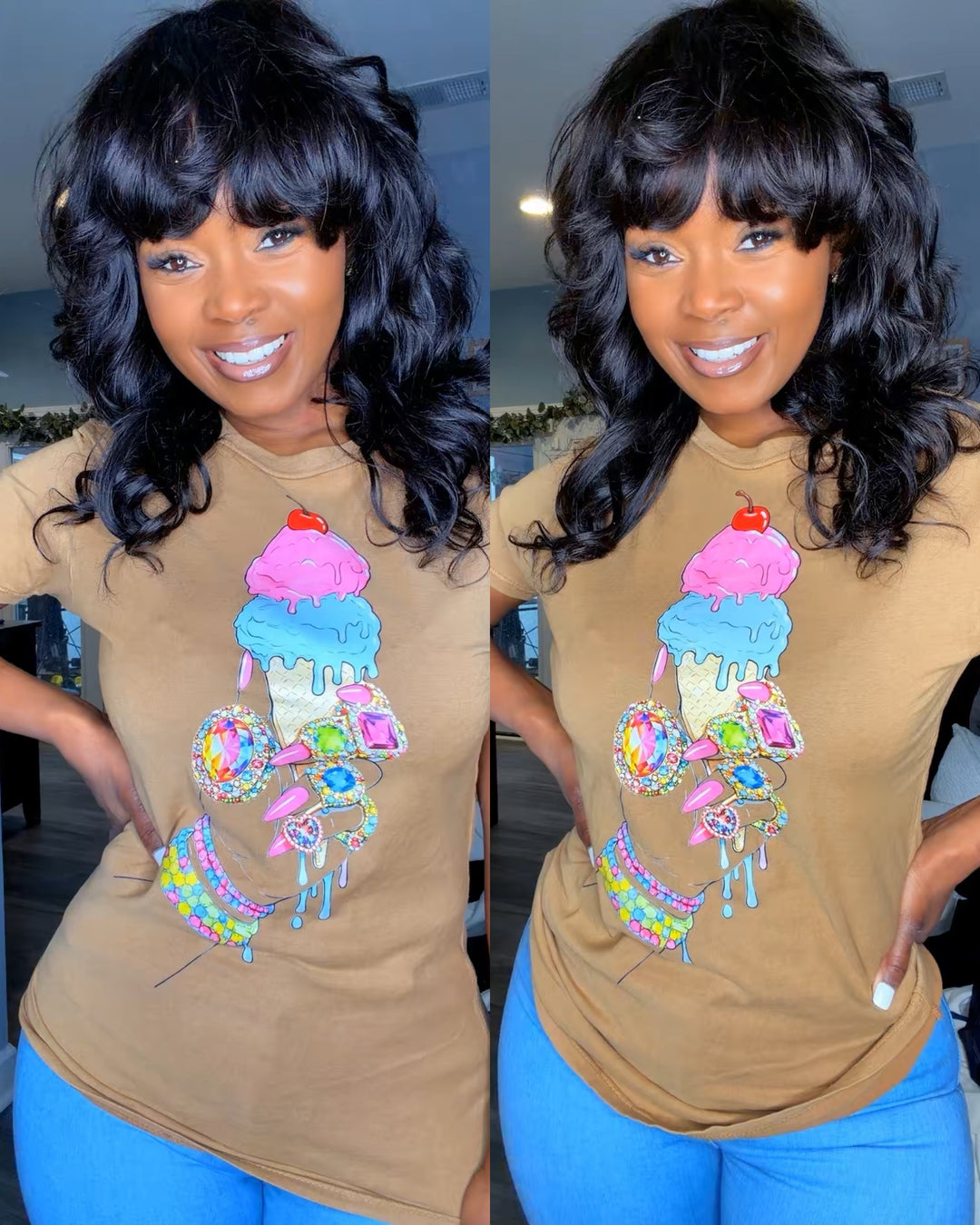 Glammed  Jeweled Icecream  Tee