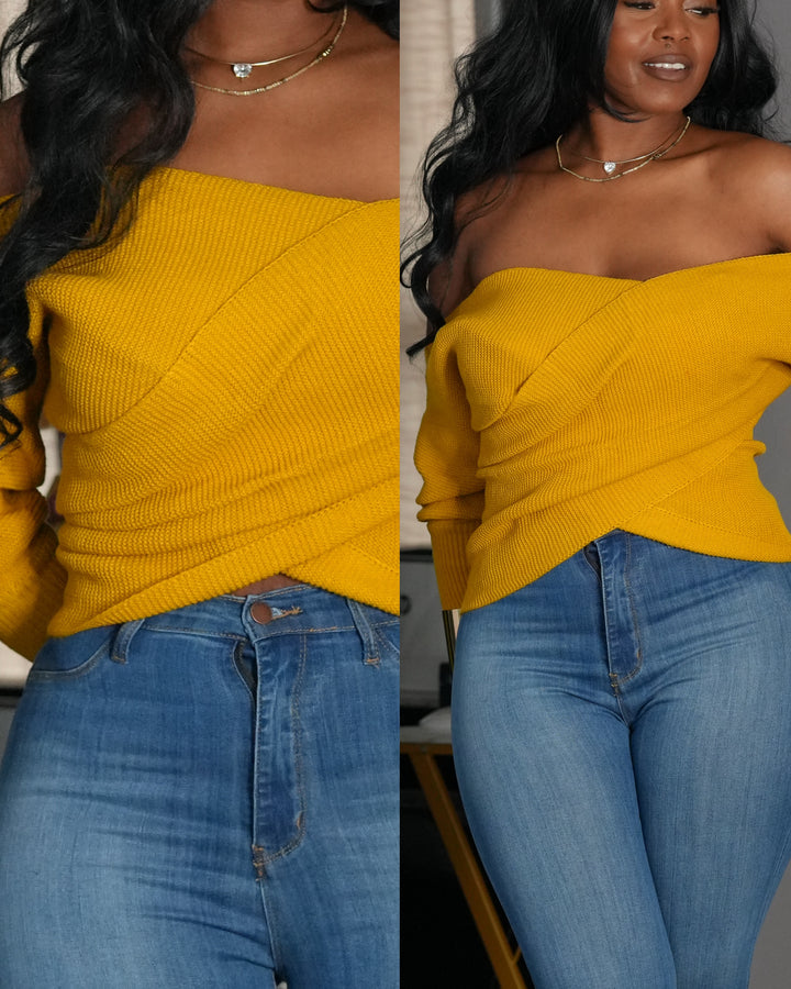 Main Character Off-Shoulder Knit Top