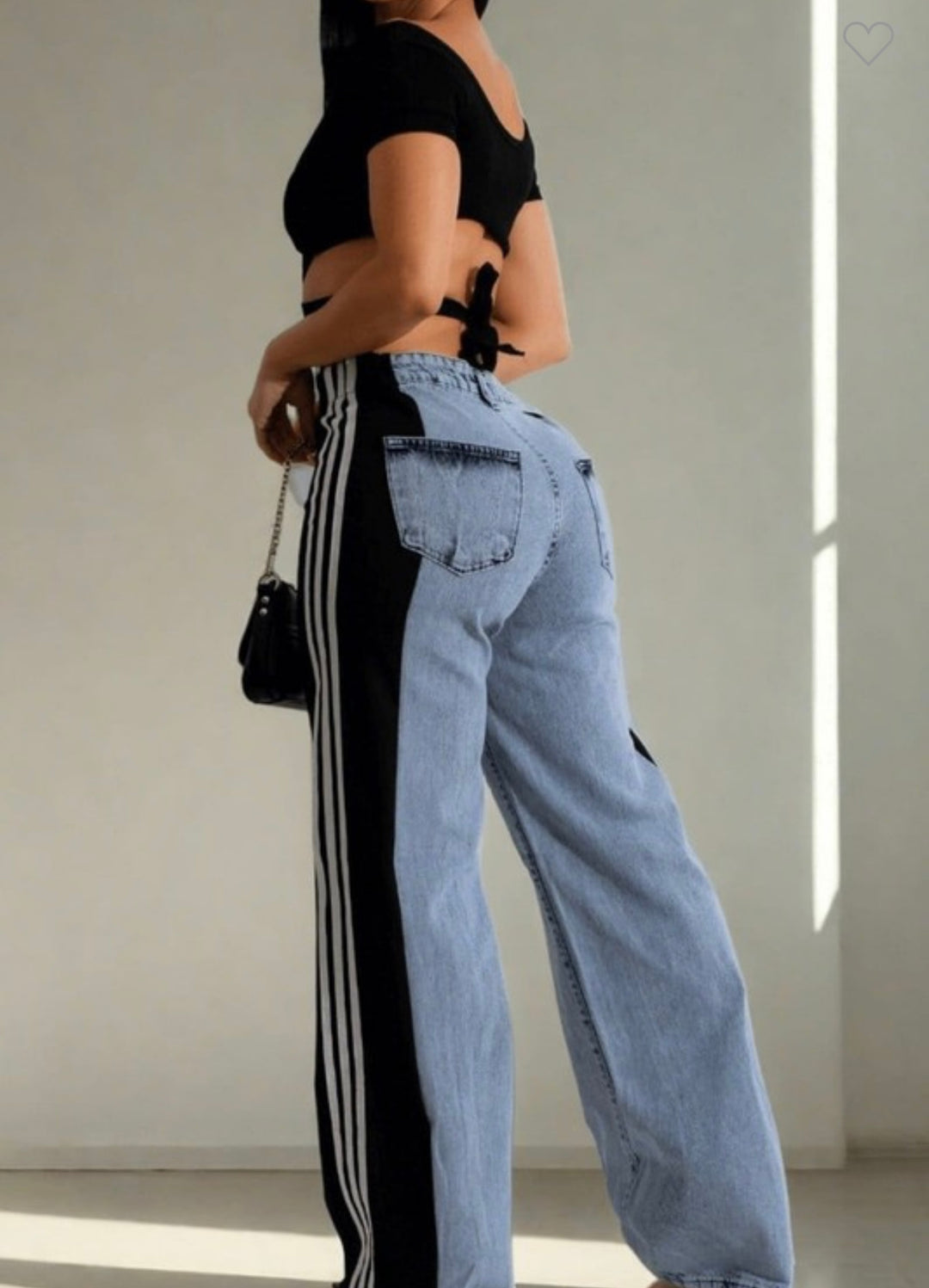 Denim W/Black Track Pants
