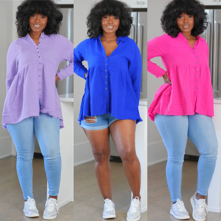 Oversized Highlow Linen Shirt 3 colors