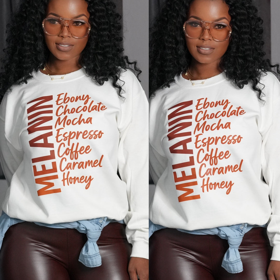 Melanin White Crewneck