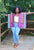 Knit Boho Coverup Poncho Pink and Blue