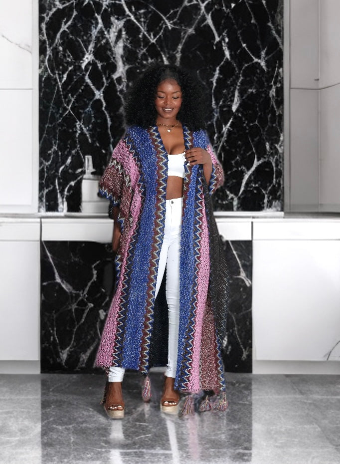 Boho Luxe Tassel Duster Kimono Pink