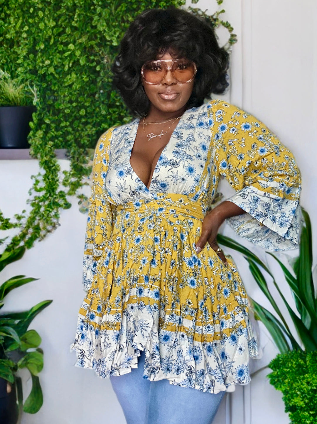 Vintage Wrap Dress yellow