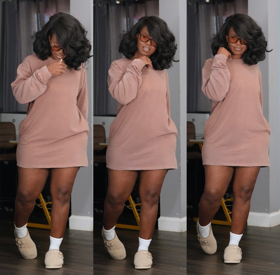 Stylish Heavyweight T-Shirt Dress w/pockets