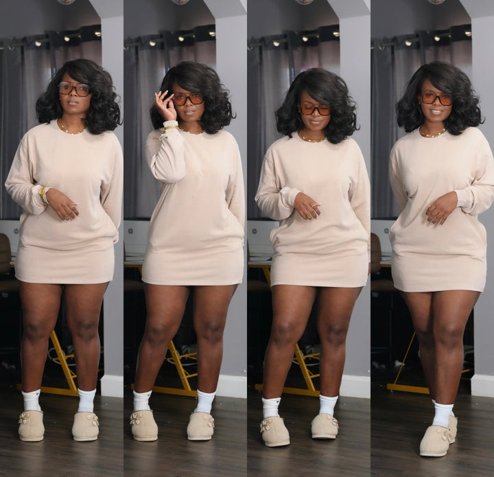 Stylish Heavyweight T-Shirt Dress w/pockets