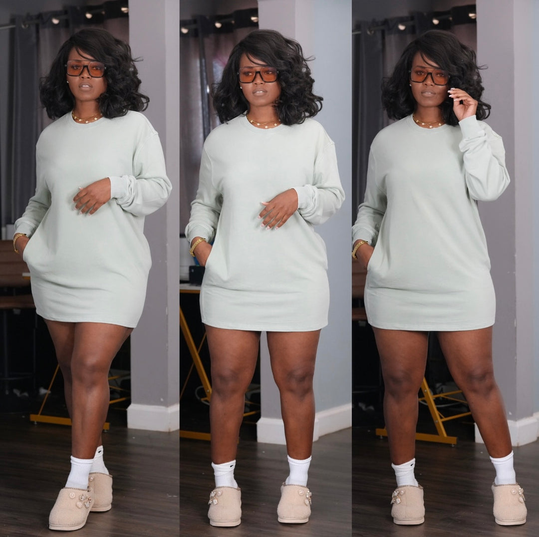 Stylish Heavyweight T-Shirt Dress w/pockets