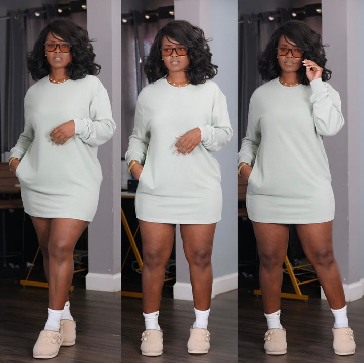 Stylish Heavyweight T-Shirt Dress w/pockets