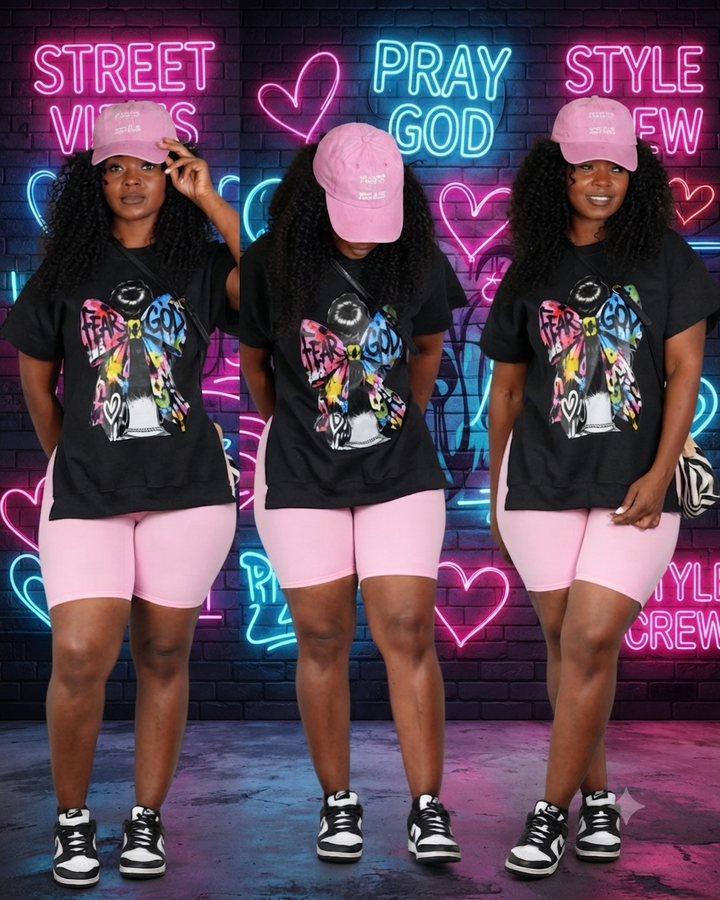 Custom Cut Fear God Girl Hairbow Top