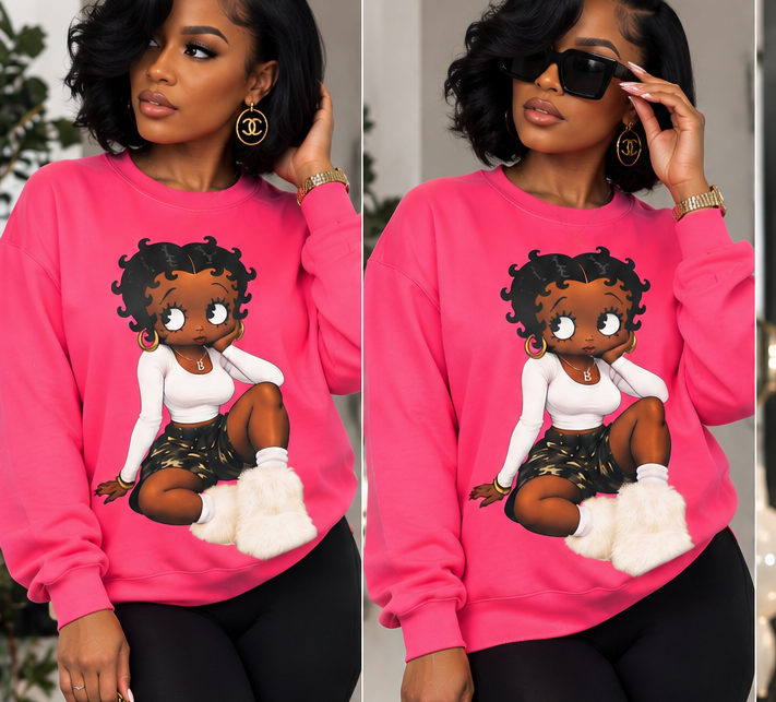 Lux Camo Cutie Betty  Crewneck B