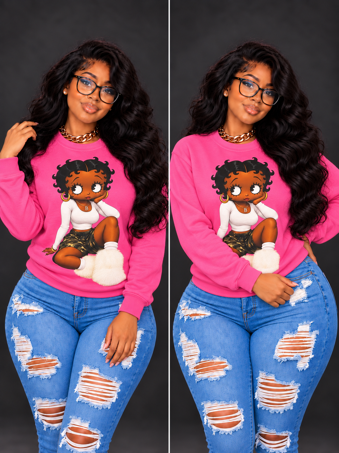 Lux Camo Cutie Betty  Crewneck B