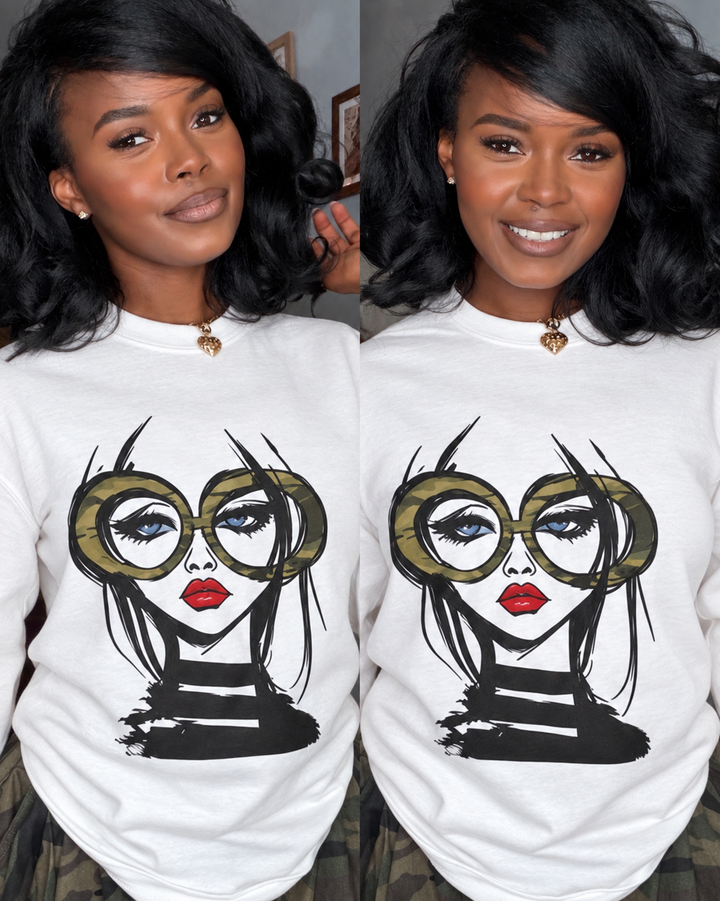 Camo Girl Glasses Crewneck