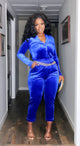 Classy Gal Velour Jumpsuit Royal Blue