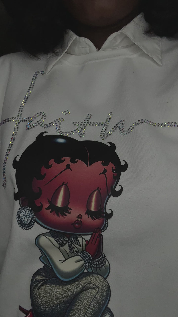 Betty Rhinstone Faith Crewneck